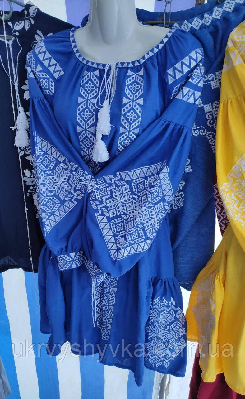 Вишите жіноче плаття "Анна" синє