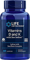Витамин Д и К с йодом Life Extension Vitamins D and K with Sea-Iodine 60 капсул
