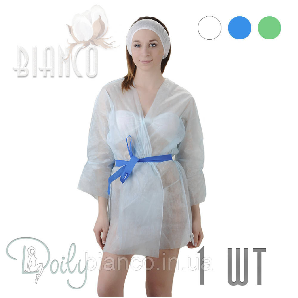 Халат кимоно Mini с поясом одноразовый для процедур Doily (1шт.) Цвета - фото 1 - id-p1040519953