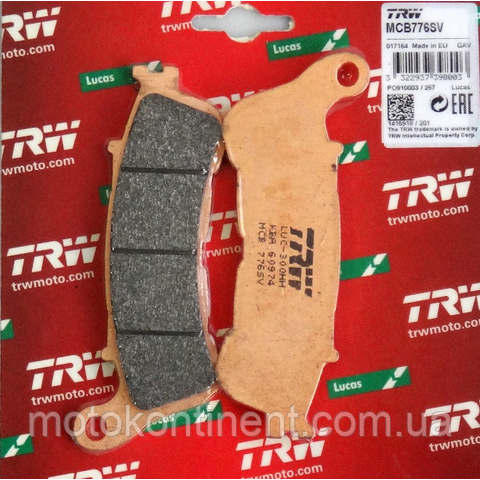 Мотоколодки TRW MCB776SV аналог Ferodo FDB2196,BREMBO 07HO57SA,EBC FA388,Braking 910CM55,SBS 828
