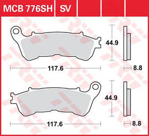 Мотоколодки TRW MCB776SV аналог Ferodo FDB2196,BREMBO 07HO57SA,EBC FA388,Braking 910CM55,SBS 828, фото 4