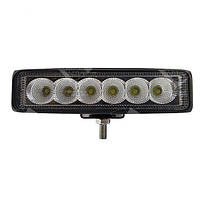 LED фара 18W 6x3W широкий луч, прямоугольный корпус 1320 LM LED фара рабочая 18W, 6 ламп, 10-30V, 6000K