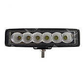 LED фара 18W 6x3W широкий промінь, прямокутний корпус 1320 LM LED фара робоча 18W, 6 ламп, 10-30V, 6000K