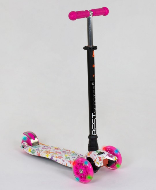 Самокат триколісний дитячий Maxi Best Scooter А 25593 /779-1336 колеса світяться