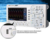 SDS1104 осцилограф 2 х 100МГц, вибірка 1 ГВ/с, дисплей 7", фото 3
