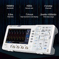 SDS1104 осцилограф 2 х 100МГц, вибірка 1 ГВ/с, дисплей 7", фото 4