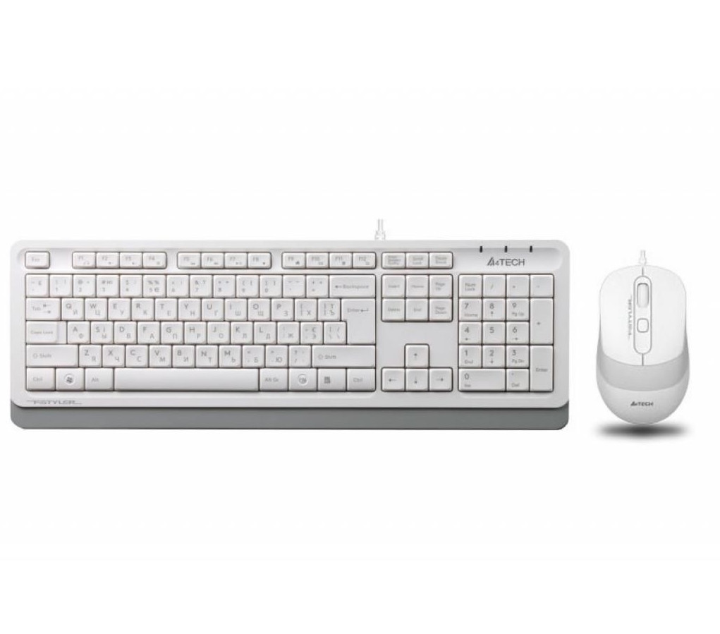 Комплект клавіатура + миша дротовий USB A4Tech FStyler F1010 білий з сірим новий