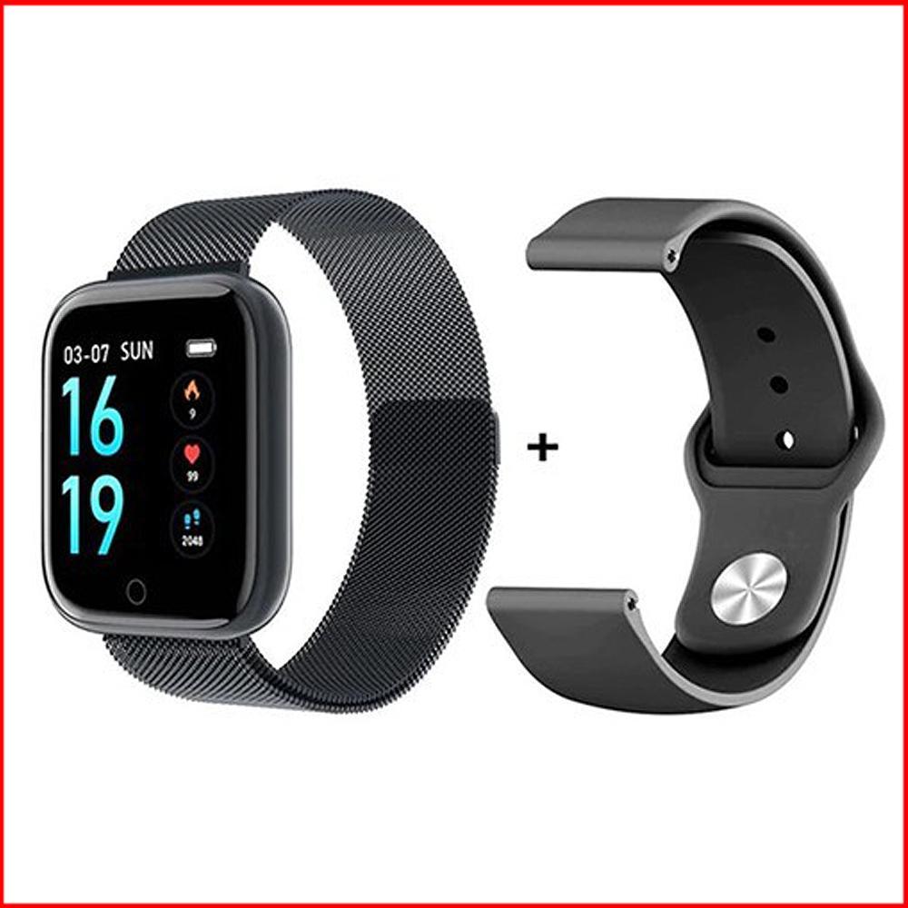 Фітнес-браслет Smart Watch T80S, два браслети, тиск, пульсометр, температура тіла, black