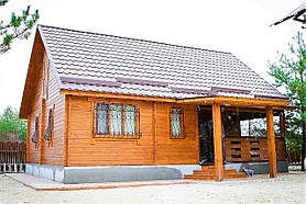 Будинок дерев'яний збірний з бруса з верандою 7,8х9,5м від виробника Thermowood Production Ukraine