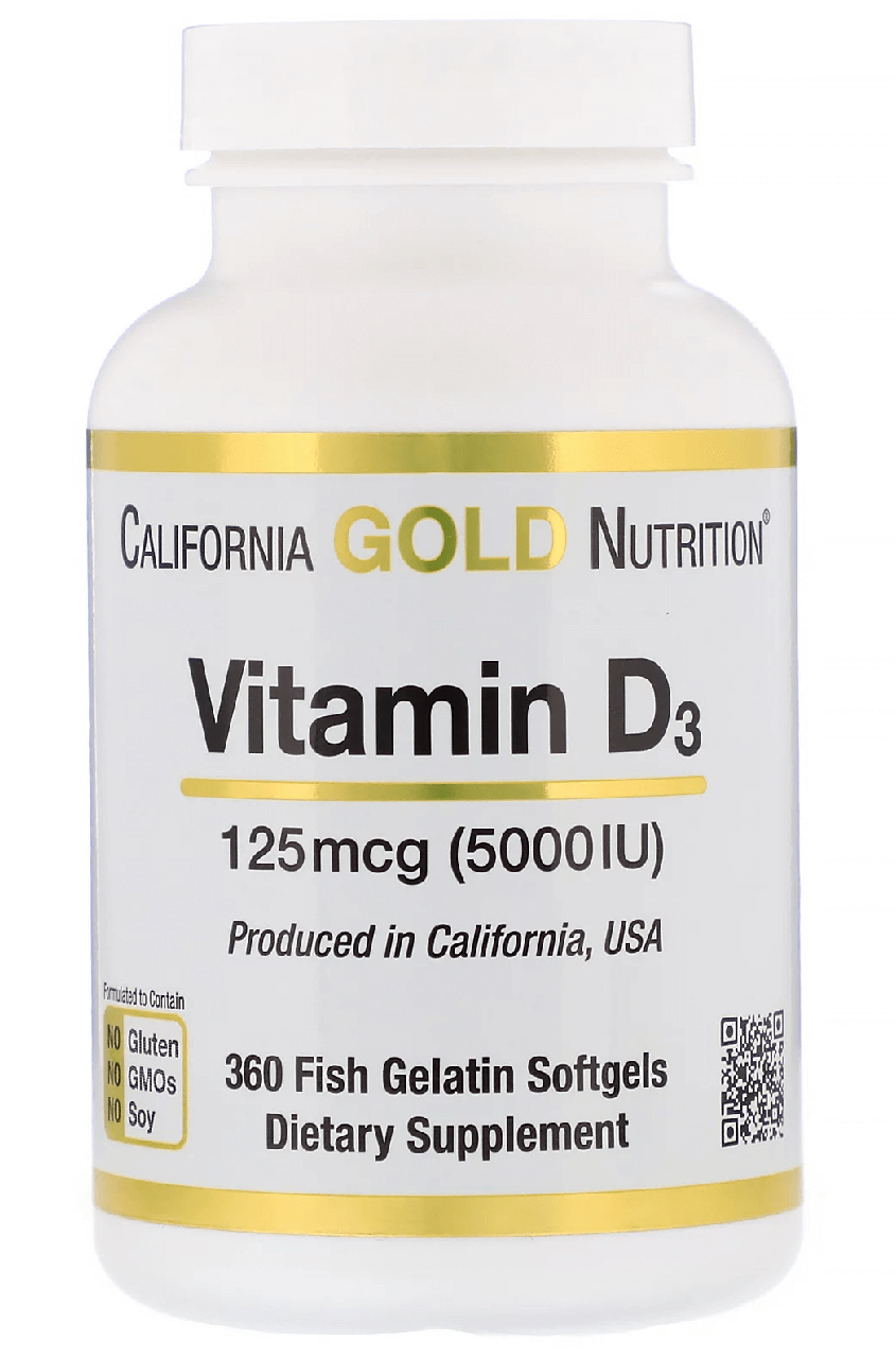 Вітамін D3 California Gold Nutrition Vitamin D3 5000 UI 360 капс.