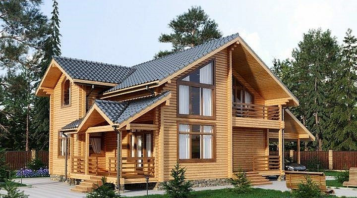 Будинок дерев'яний двухетажный з профільованого клеєного бруса 9х15 м