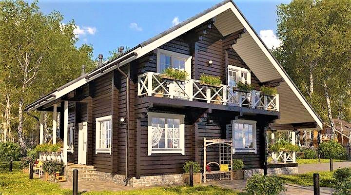 Дерев'яний двоповерховий будинок з профільованого клеєного бруса 12х10 м