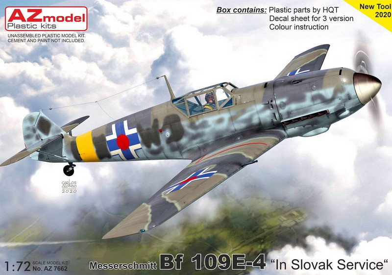 Пластикова модель 1/72 AZ model 7662 німецький винищувач Messerschmitt Bf 109E-4 „In Slovak Service“