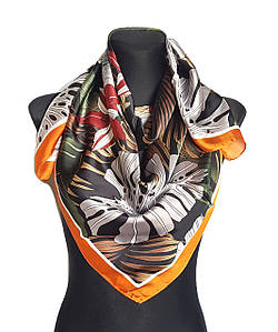 Хустка модна шовкова жіноча рафаїла графіт/теракот