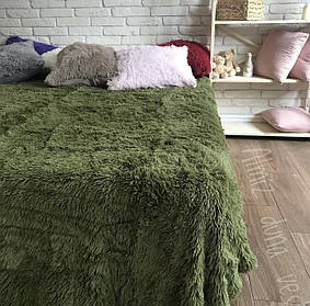 Хутряний Плед-Покривало Євро 220х240см пухнаста травка, зеленого кольору, Туреччина
