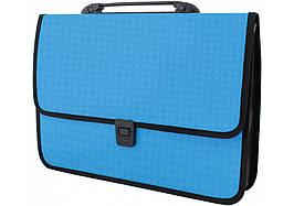 Портфель пластиковий A4 Economix на застібці 1 відділення, фактура Вишиванка блакитний E31641-11