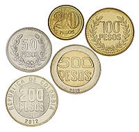 Колумбия набор из 5 монет 2012-2015 UNC