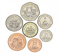 Джерсі набір із 7 монет 1998-2005 UNC 1, 2, 5, 10, 20, 50 пінсів, 1 фунт