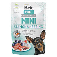 Влажный корм Brit Care Mini Salmon and Herring для собак мелких пород лосось и сельдь в соусе 85г