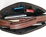 Зручна чоловіча сумка Leather Collection (9912) чорна шкіряна, фото 3