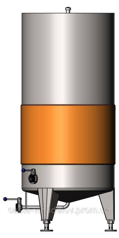 Емкость на 750 литров с плавающей крышкой коническим дном и рубашкой охлаждения - фото 1 - id-p1361310664