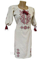 Вышитое платье с вышивкой на груди в этно стиле больших размеров Червоно чорний орнамент