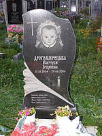 Черный гранитный для ребенка памятник на могилу.