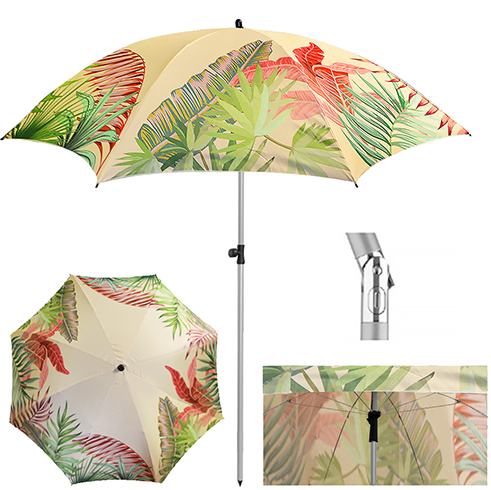 Зонт пляжний, садовий d2м MH-3371 Великий пляжний парасольку з нахилом Монстера
