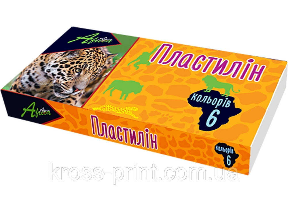 Пластилін "Africa", 6 кольорів, 120 г, картон