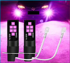Світлодіодна лампа H3 рожевий LED (ціна за 1 шт.) протитуманка Canbus 12SMD 3535/6 Вт 12 В, автолампа
