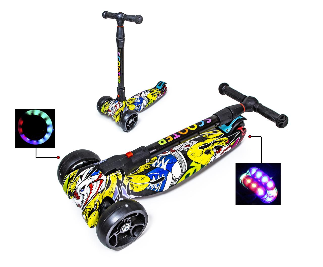 Дитячий самокат Smart. Вогонь і Лід. Складна ручка, фото 1