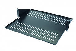 Полиця для стійки перфорована консольна 1U з центральним кріпленням, глибина 400 мм, чорна