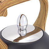 Чайник з нержавіючої сталі Kamille KM-1096 2.5л Чорний Чайник зі свистком для індукції та газу, фото 8