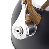 Чайник з нержавіючої сталі Kamille KM-1096 2.5л Чорний Чайник зі свистком для індукції та газу, фото 9