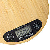 Ваги електронні кухонні Kamille KM-7109 20*20*2,3см Світле дерево Електронні ваги для кухні, фото 6
