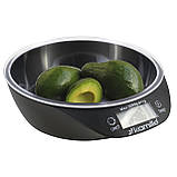 Ваги електронні кухонні Kamille KM-7110 20,5*18,4*6,1см Чорний Ваги з чашею для кухні Кухонні ваги, фото 2