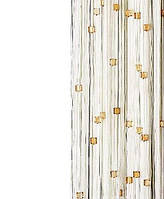 Білі штори-нитки з коричневим стеклярусом