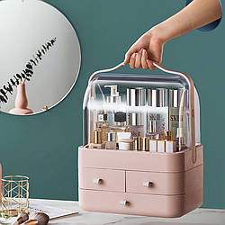 Органайзер для косметики Пилезахисний Водонепроникний Cosmetic Storage Box LD 288 Двох'ярусний бокс Рожевий