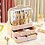 Органайзер для косметики Пилезахисний Водонепроникний Cosmetic Storage Box LD 288 Двох'ярусний бокс Рожевий, фото 11
