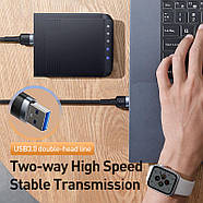 Кабель USB Type A, USB Type A BASEUS перехідник ЮСБ - ЮСБ 3.0 тато - тато AM/AM 1м (чорний), фото 5