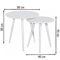 Комплект круглих журнальних столиків Signal Cleo 50х50см і 40х45см білого кольору для вітальні модерн