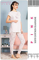 Пижама женская штаны с футболкой комплект для дома и сна XL(48/50) трикотаж х/б Vienetta (Турция)