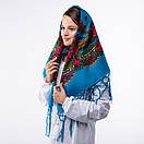 Українська хустка з тороками 90х90см Блакитна, фото 2