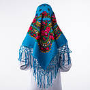 Українська хустка з тороками 90х90см Блакитна, фото 3