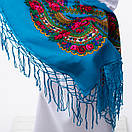 Українська хустка з тороками 90х90см Блакитна, фото 4