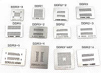 Набір BGA трафаретів (12 шт.
) для пам'яті DDR, DDR2 DDR3, DDR4, DDR5 пам'яті 0,45 мм