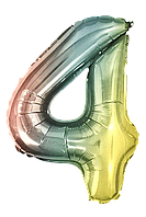 Шар фольгированный радужный, цифра "4"