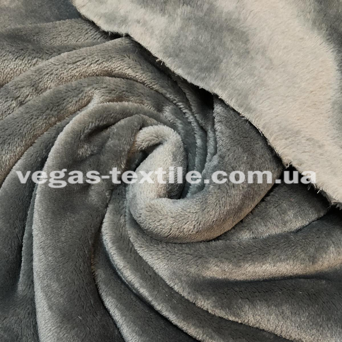 Тканина Махра Велсофт двостороння полірована Темно-сірий ширина 1.8 м, фото 1