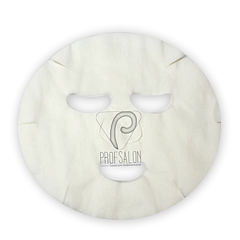 Маска-серветка косметологічна з отворами для очей і рота біла зі спанлейсу, гладка, 50 шт