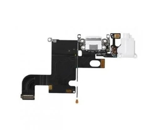 Шлейф для Apple iPhone 6, коннектора зарядки, коннектора навушників з мікрофоном (Білий)